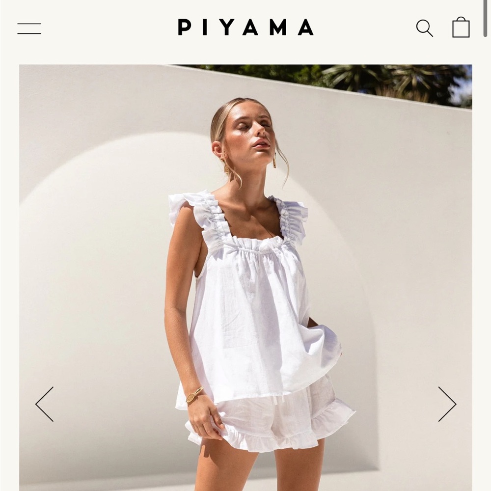 Piyama Nicolette Sleep Set - White Washed Cotton XS